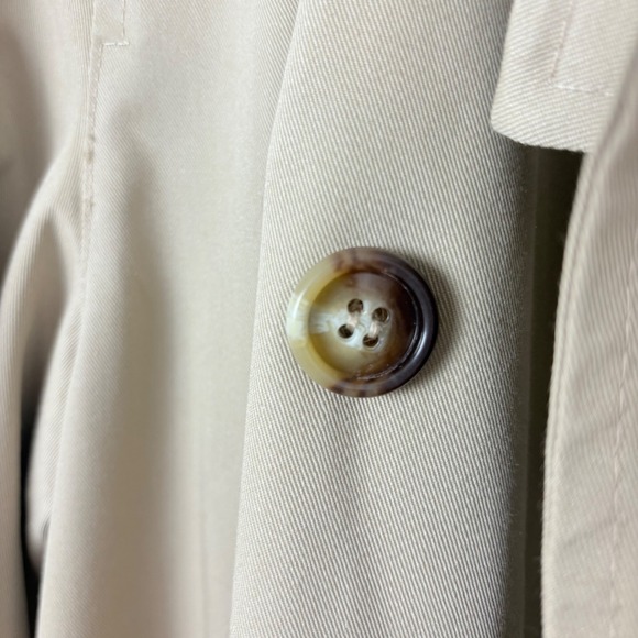 Vintage Classic Beige Double Breasted Trench Coat Plaid Lining Womens L/XL  Prep - Picture 5 of 15